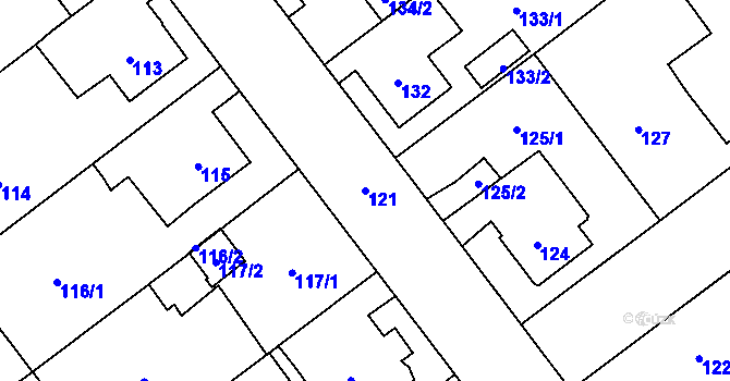 Parcela st. 121 v KÚ Svinov, Katastrální mapa
