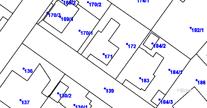 Parcela st. 171 v KÚ Svinov, Katastrální mapa