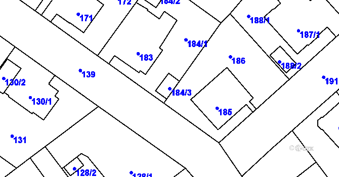 Parcela st. 184/3 v KÚ Svinov, Katastrální mapa