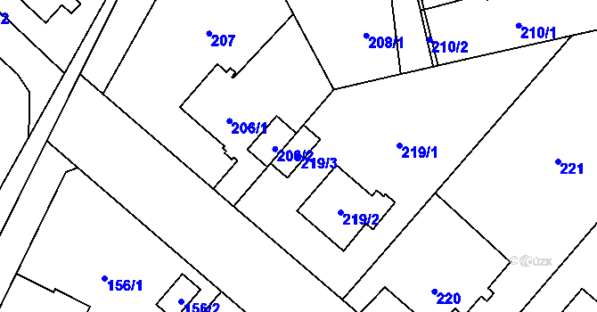 Parcela st. 219/3 v KÚ Svinov, Katastrální mapa