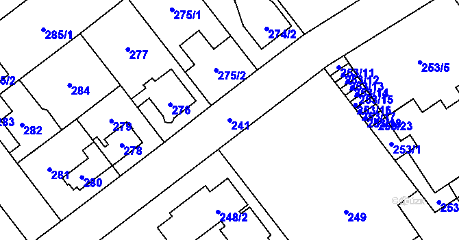Parcela st. 241 v KÚ Svinov, Katastrální mapa