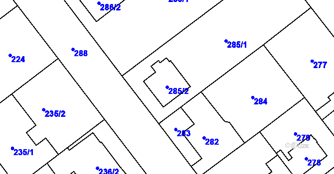 Parcela st. 285/2 v KÚ Svinov, Katastrální mapa