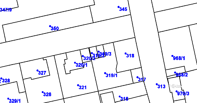 Parcela st. 319/3 v KÚ Svinov, Katastrální mapa
