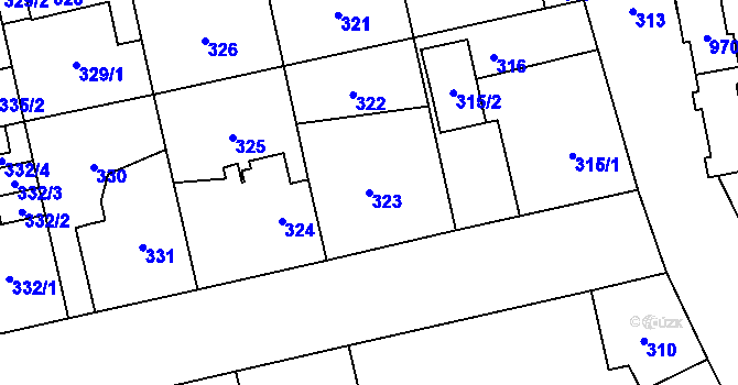 Parcela st. 323 v KÚ Svinov, Katastrální mapa
