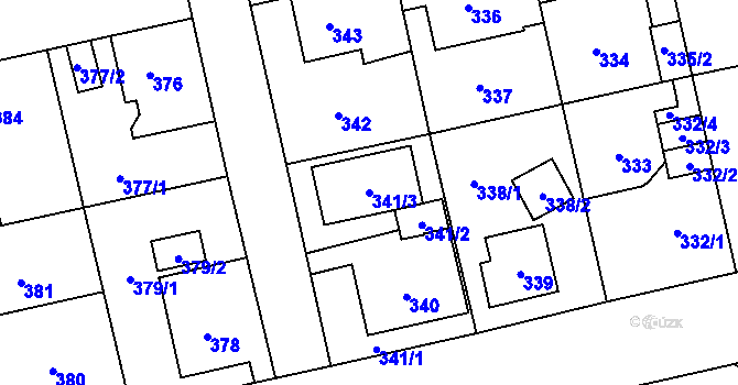 Parcela st. 341/3 v KÚ Svinov, Katastrální mapa