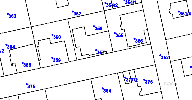 Parcela st. 357 v KÚ Svinov, Katastrální mapa