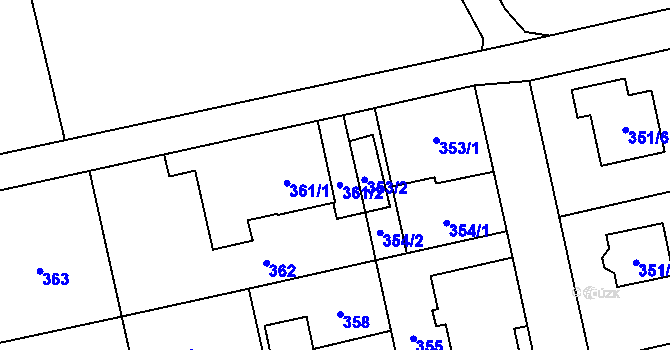Parcela st. 361/2 v KÚ Svinov, Katastrální mapa