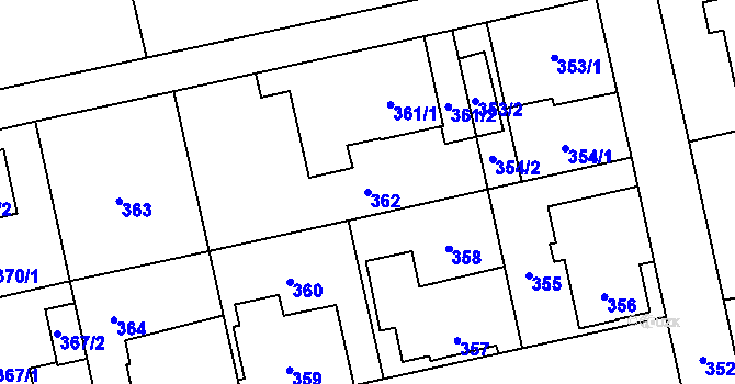 Parcela st. 362 v KÚ Svinov, Katastrální mapa