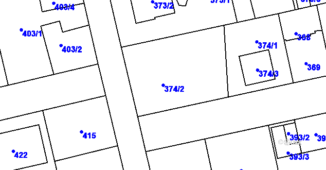 Parcela st. 374/2 v KÚ Svinov, Katastrální mapa