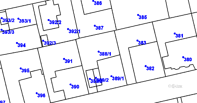 Parcela st. 388/1 v KÚ Svinov, Katastrální mapa