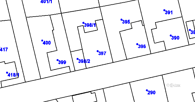 Parcela st. 397 v KÚ Svinov, Katastrální mapa