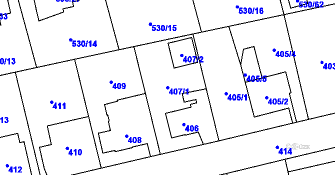Parcela st. 407/1 v KÚ Svinov, Katastrální mapa