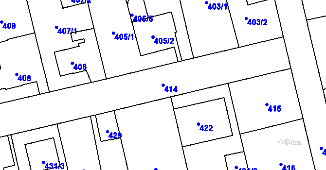 Parcela st. 414 v KÚ Svinov, Katastrální mapa