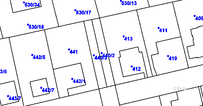 Parcela st. 440/2 v KÚ Svinov, Katastrální mapa