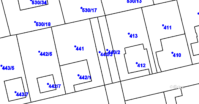 Parcela st. 440/3 v KÚ Svinov, Katastrální mapa
