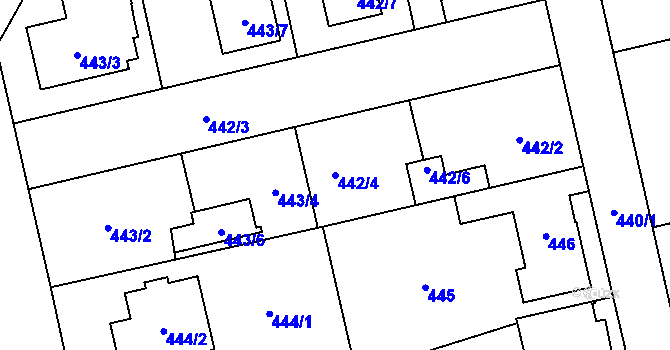 Parcela st. 442/4 v KÚ Svinov, Katastrální mapa
