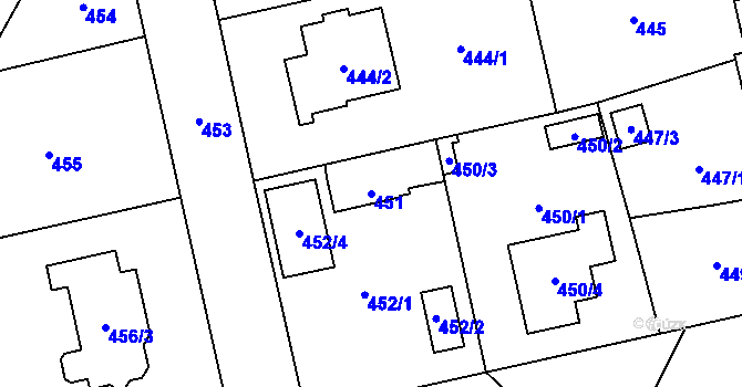 Parcela st. 451 v KÚ Svinov, Katastrální mapa