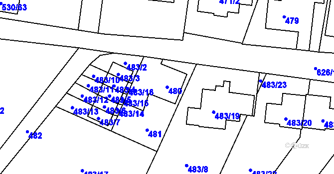 Parcela st. 480 v KÚ Svinov, Katastrální mapa