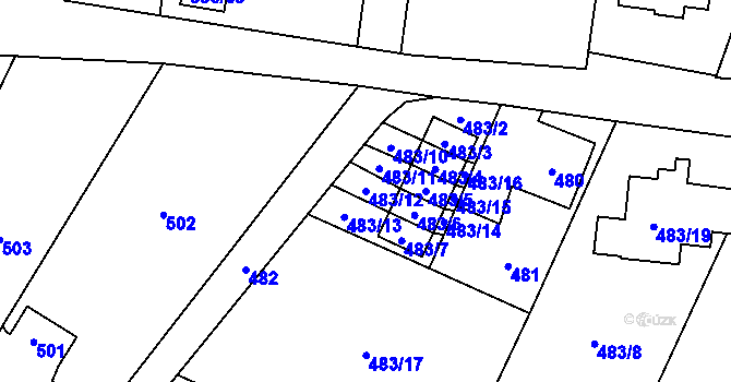 Parcela st. 483/12 v KÚ Svinov, Katastrální mapa
