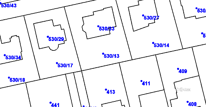 Parcela st. 530/13 v KÚ Svinov, Katastrální mapa