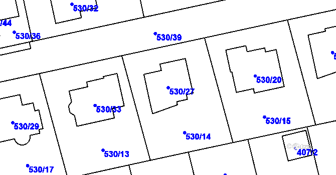Parcela st. 530/27 v KÚ Svinov, Katastrální mapa