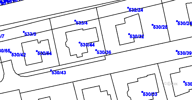 Parcela st. 530/36 v KÚ Svinov, Katastrální mapa