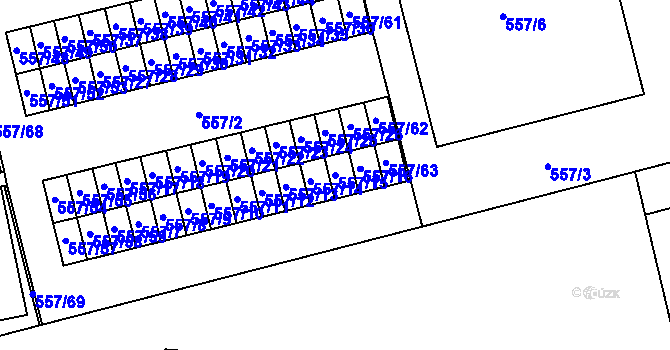 Parcela st. 557/15 v KÚ Svinov, Katastrální mapa