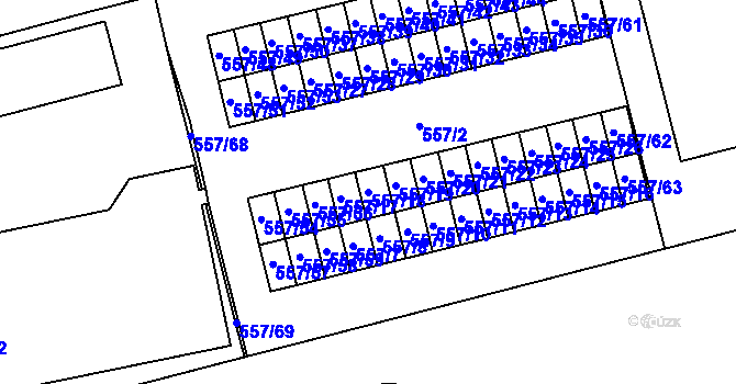 Parcela st. 557/18 v KÚ Svinov, Katastrální mapa