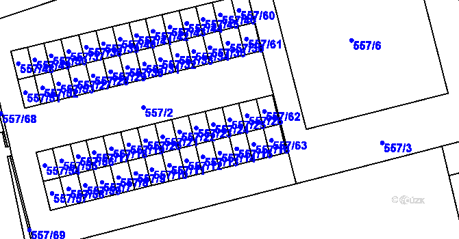 Parcela st. 557/25 v KÚ Svinov, Katastrální mapa