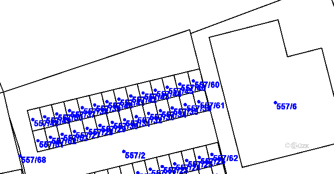 Parcela st. 557/45 v KÚ Svinov, Katastrální mapa