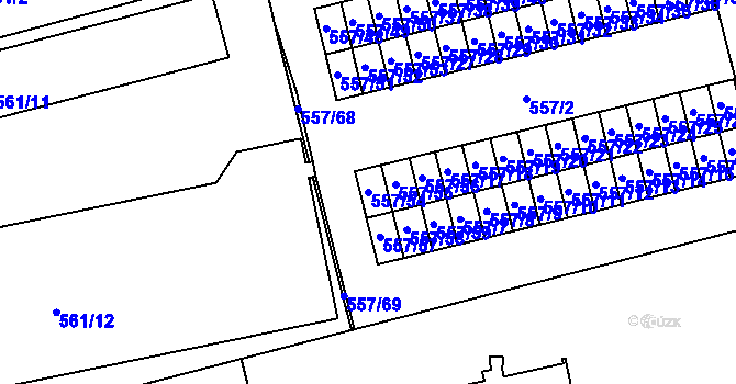 Parcela st. 557/54 v KÚ Svinov, Katastrální mapa