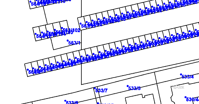 Parcela st. 563/65 v KÚ Svinov, Katastrální mapa