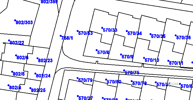 Parcela st. 570/8 v KÚ Svinov, Katastrální mapa