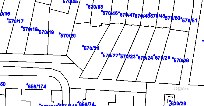 Parcela st. 570/22 v KÚ Svinov, Katastrální mapa