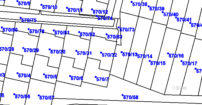 Parcela st. 570/32 v KÚ Svinov, Katastrální mapa