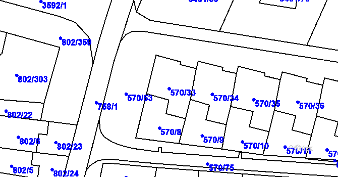 Parcela st. 570/33 v KÚ Svinov, Katastrální mapa