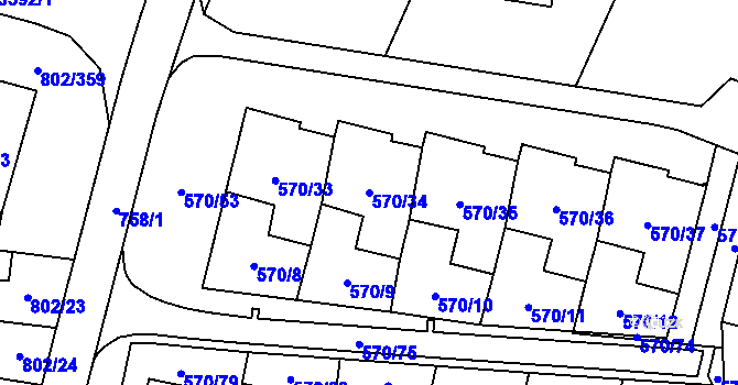 Parcela st. 570/34 v KÚ Svinov, Katastrální mapa