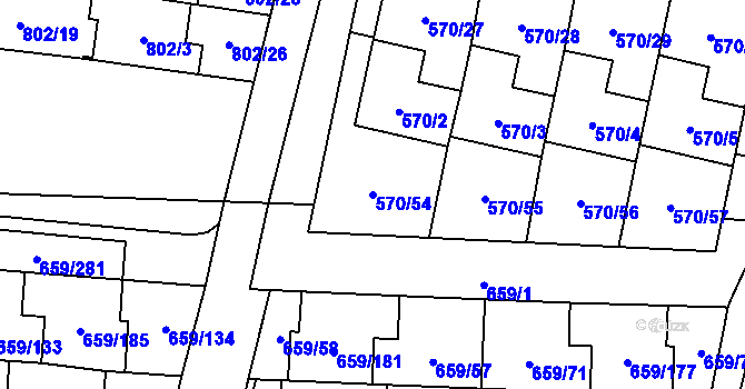 Parcela st. 570/54 v KÚ Svinov, Katastrální mapa