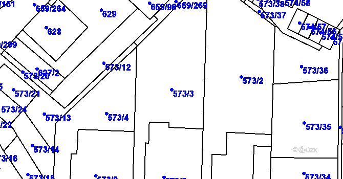 Parcela st. 573/3 v KÚ Svinov, Katastrální mapa