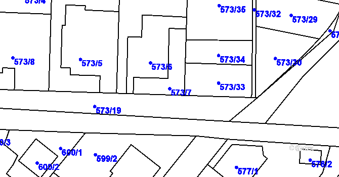 Parcela st. 573/7 v KÚ Svinov, Katastrální mapa