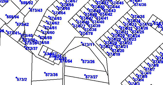 Parcela st. 573/11 v KÚ Svinov, Katastrální mapa