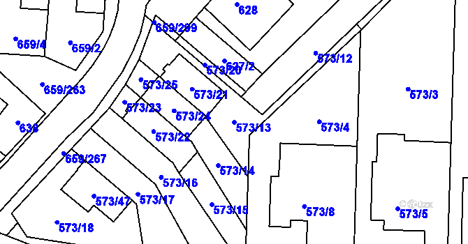 Parcela st. 573/13 v KÚ Svinov, Katastrální mapa