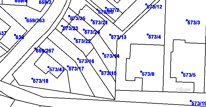 Parcela st. 573/14 v KÚ Svinov, Katastrální mapa
