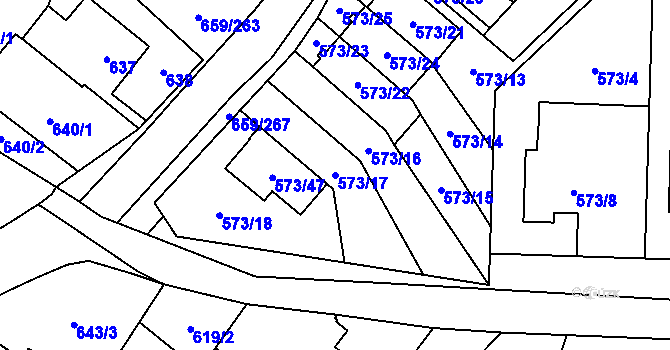 Parcela st. 573/17 v KÚ Svinov, Katastrální mapa