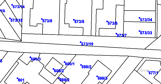 Parcela st. 573/19 v KÚ Svinov, Katastrální mapa