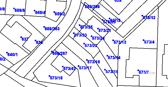 Parcela st. 573/22 v KÚ Svinov, Katastrální mapa
