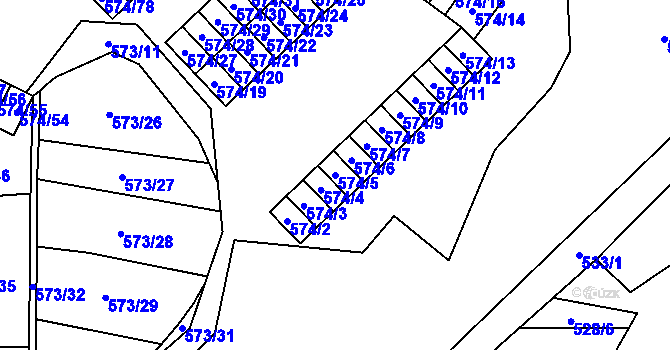 Parcela st. 574/5 v KÚ Svinov, Katastrální mapa