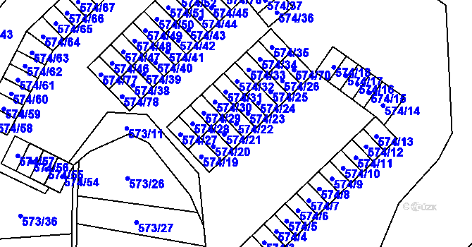 Parcela st. 574/22 v KÚ Svinov, Katastrální mapa