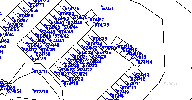 Parcela st. 574/26 v KÚ Svinov, Katastrální mapa