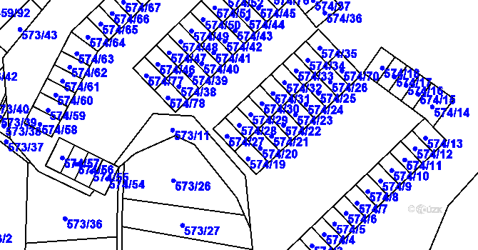 Parcela st. 574/28 v KÚ Svinov, Katastrální mapa